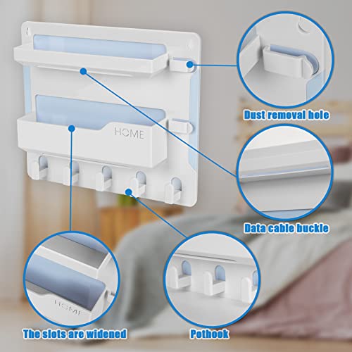 YONGAIJIA Bedside Wall Mount Shelf, Adhesive Bedside Organizer for Remote、Phone、Glasses. Bedside Accessories Storage suitable for College Dorm 、bunk bed 、 Bedroom、Rv(White)