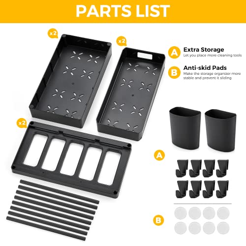 Ravinte 2 Pack Pull Out Under Sink Organizer 2 Tier Multi Purpose For Bathroom Kitchen Sink Storage Organizer With Hook & Hanging Cup Matte Black Sliding Cabinet Organizer