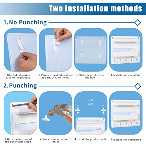 YONGAIJIA Bedside Wall Mount Shelf, Adhesive Bedside Organizer for Remote、Phone、Glasses. Bedside Accessories Storage suitable for College Dorm 、bunk bed 、 Bedroom、Rv(White)