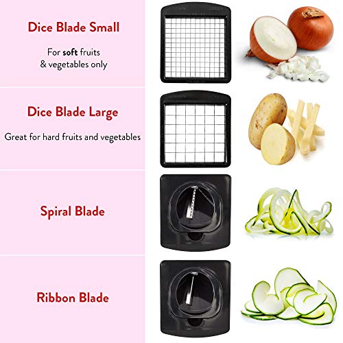 Vegetable Chopper Vegetable Cutter Spiralizer Vegetable Slicer - Food Onion Veggie Chopper Dicer Potato Fry Cutter (4 in 1, White)