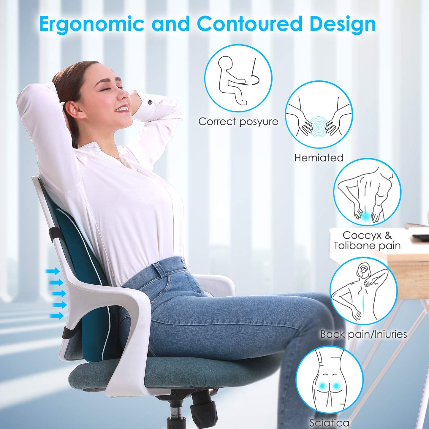 Lumbar Support Pillow for Office Chair Car, Gaming Chair Lower Back Pain Relief Memory Foam Cushion with 3D Mesh Cover Ergonomic Orthopedic Back Rest(16.31"x17.94" x4.69“)