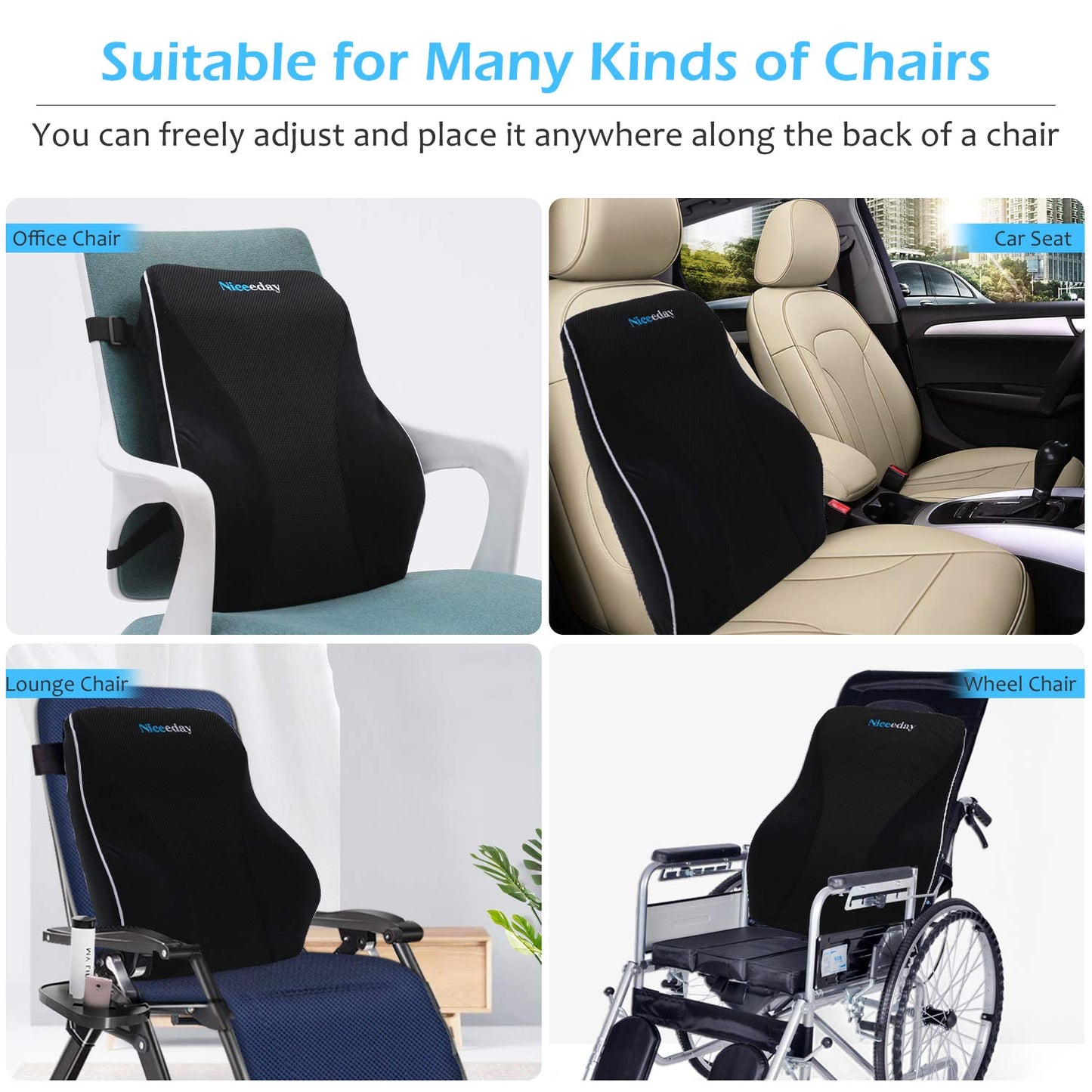 Lumbar Support Pillow for Office Chair Car, Gaming Chair Lower Back Pain Relief Memory Foam Cushion with 3D Mesh Cover Ergonomic Orthopedic Back Rest(16.31"x17.94" x4.69“)