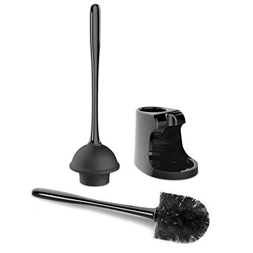 MR.SIGA Toilet Plunger and Bowl Brush Combo for Bathroom Cleaning, Black, 1 Set