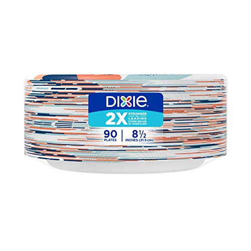 Dixie Paper Plates, 8 1/2 inch, Dinner Size Printed Disposable Plate, 90 Count