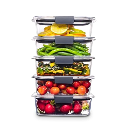 Rubbermaid Brilliance BPA Free Food Storage Containers with Lids, Airtight, for Lunch, Meal Prep, and Leftovers, Set of 5 (3.2 Cup)