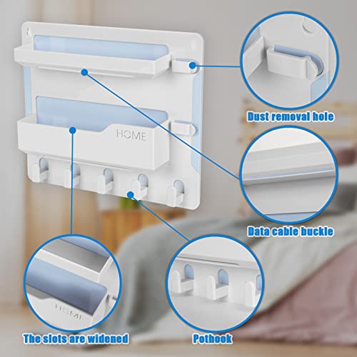 YONGAIJIA Bedside Wall Mount Shelf, Adhesive Bedside Organizer for Remote、Phone、Glasses. Bedside Accessories Storage suitable for College Dorm 、bunk bed 、 Bedroom、Rv（White）