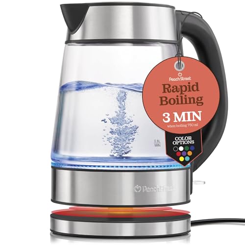 Speed-Boil Electric Kettle For Coffee & Tea - 1.7L Water Boiler 1500W, Borosilicate Glass, Easy Clean Wide Opening, Auto Shut-Off, Cool Touch Handle, LED Light. 360° Rotation, Boil Dry Protection