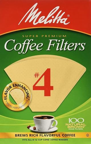 Melitta 4 Cone Coffee Filters, Unbleached Natural Brown, 100 Total Filters Count