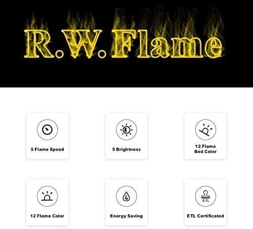 R.W.FLAME 42IN Recessed and Wall Mounted, The Thinnest Fireplace, Low Noise, Fit for 2 x 6 and 2 x 4 Stud, Remote Control with Timer, Touch Screen, Adjustable Flame Color and Speed