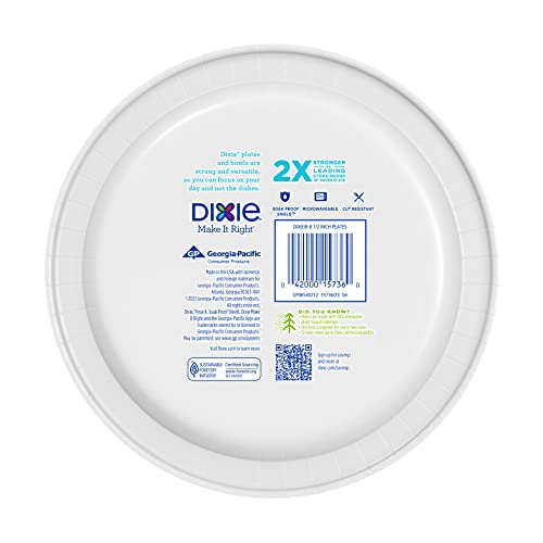 Dixie Paper Plates, 8 1/2 inch, Dinner Size Printed Disposable Plate, 90 Count