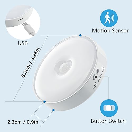 DWEPTU Motion Sensor Night Light 2 Pack LED Night Lights, Dusk to Dawn Motion Sensor for Bedroom, Bathroom, Toilet, Stairs, Kitchen, Hallway