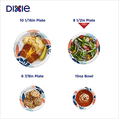 Dixie Paper Plates, 8 1/2 inch, Dinner Size Printed Disposable Plate, 90 Count