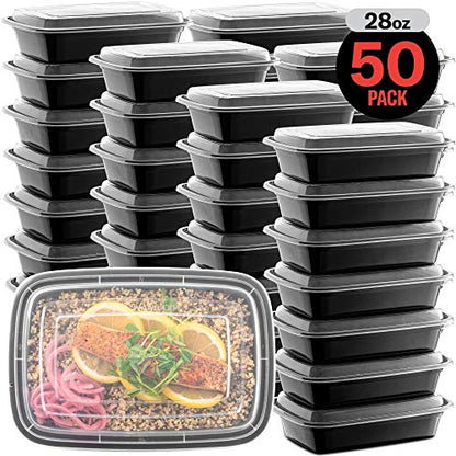 50-Pack Reusable Meal Prep Containers Microwave Safe Food Storage Containers with Lids