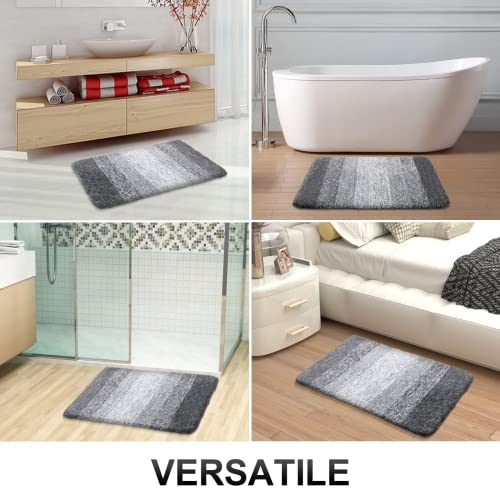 OLANLY Luxury Bathroom Rug Mat 24x16, Extra Soft and Absorbent Microfiber Bath Rugs, Non-Slip Plush Shaggy Bath Carpet, Machine Wash Dry, Bath Mats for Bathroom Floor, Tub and Shower, Grey