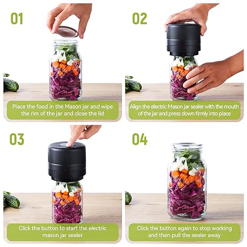 Yonktoo Electric Mason Jar Vacuum Sealer Kit,Cordless Vacuum Sealer with Screen for Wide Mouth & Regular Mouth Mason Jars,Ideal for Home & Kitchen Gadgets