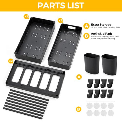 Ravinte 2 Pack Pull Out Under Sink Organizer 2 Tier Multi Purpose  For Bathroom Kitchen Sink Storage Organizer With Hook & Hanging Cup Matte Black Sliding Cabinet Organizer