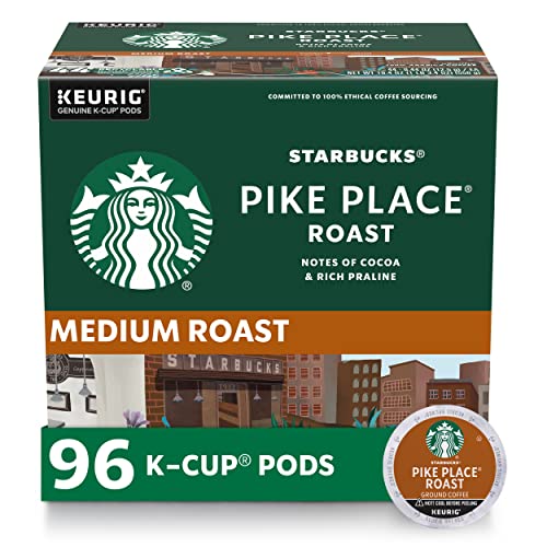 Starbucks K-Cup Coffee Pods—Medium Roast Coffee—Pike Place Roast for Keurig Brewers—100% Arabica—4 boxes (96 pods total)