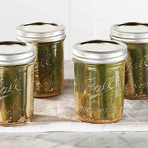 Ball Wide Mouth Pint 16-Ounce Glass Mason Jar with Lids and Bands, 12-Count