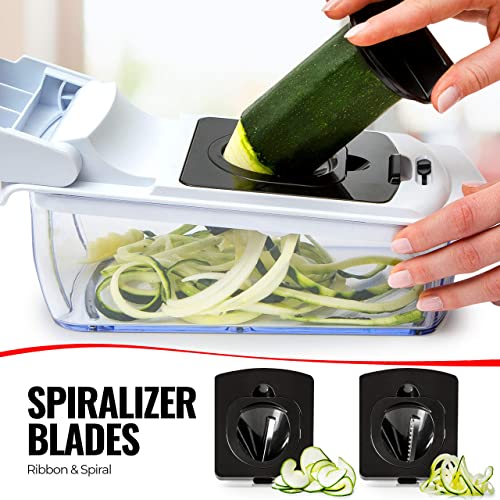 Vegetable Chopper Vegetable Cutter Spiralizer Vegetable Slicer - Food Onion Veggie Chopper Dicer Potato Fry Cutter (4 in 1, White)