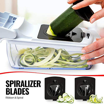 Vegetable Chopper Vegetable Cutter Spiralizer Vegetable Slicer - Food Onion Veggie Chopper Dicer Potato Fry Cutter (4 in 1, White)