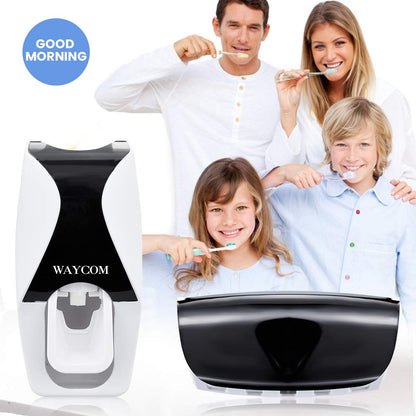 WAYCOM Dust-Proof Toothpaste Dispenser Toothpaste Squeezer Kit (Black)