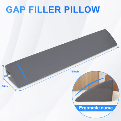 Talcusble King Size(76"x10"x6") Bed Wedge Pillow, Bed Gap Filler, Mattress Wedge, Headboard Pillow Fill The Gap (0-7") Between Your Headboard and Mattress