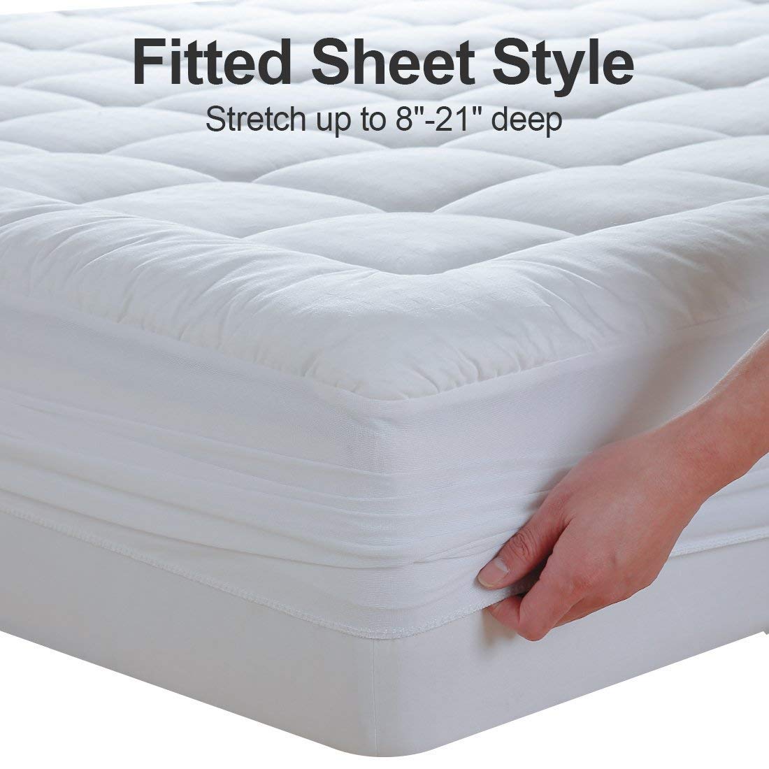 EASELAND Queen Size Mattress Pad Pillow Top Mattress Cover Quilted Fitted Mattress Protector