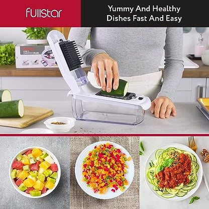 Vegetable Chopper Vegetable Cutter Spiralizer Vegetable Slicer - Food Onion Veggie Chopper Dicer Potato Fry Cutter (4 in 1, White)