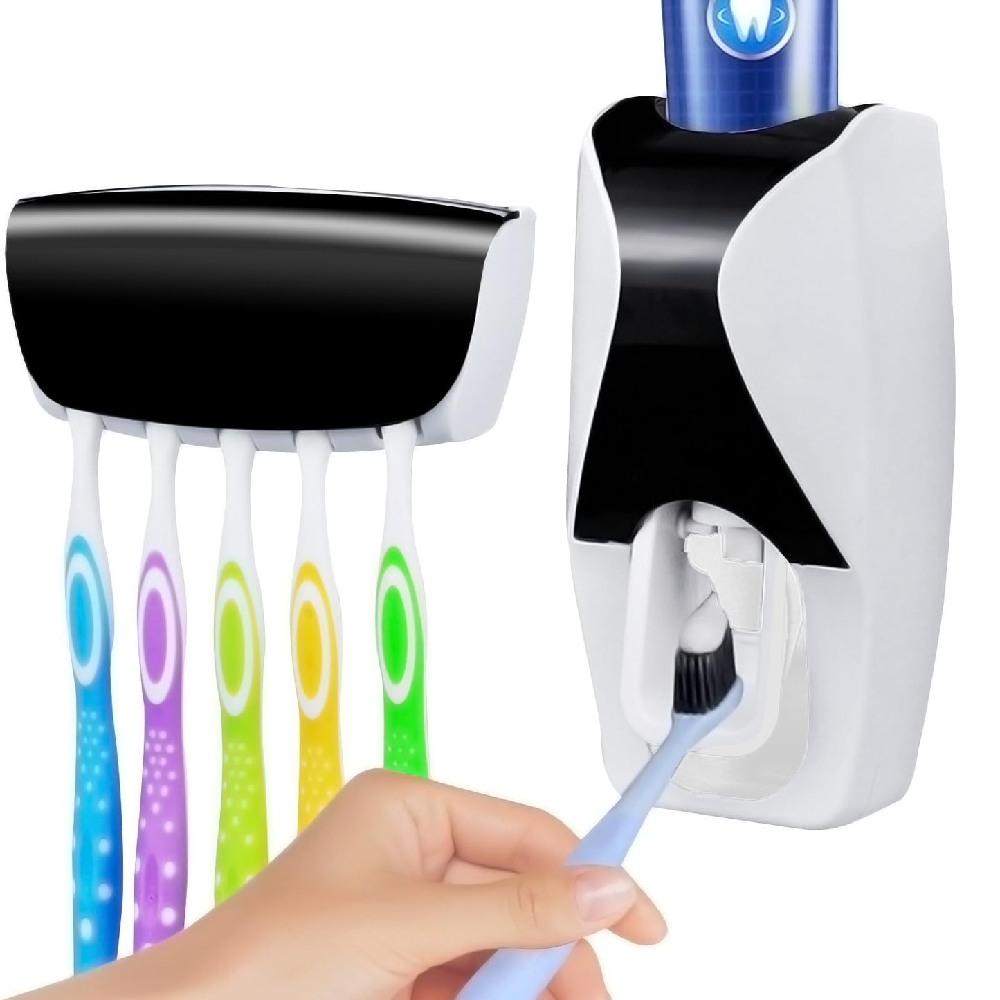 WAYCOM Dust-Proof Toothpaste Dispenser Toothpaste Squeezer Kit (Black)