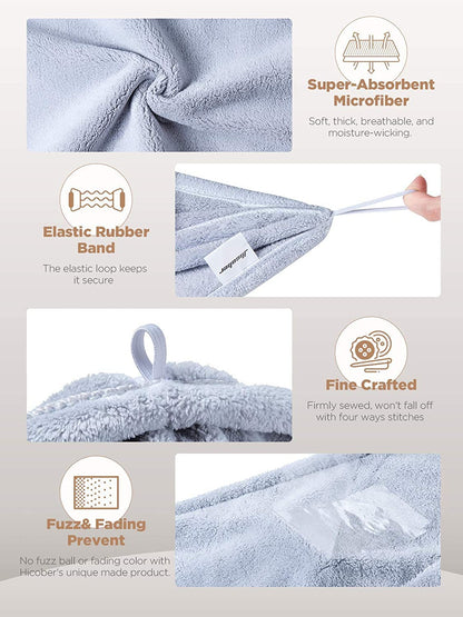 Hicober Microfiber Hair Towel, 3 Packs Hair Turbans for Wet Hair