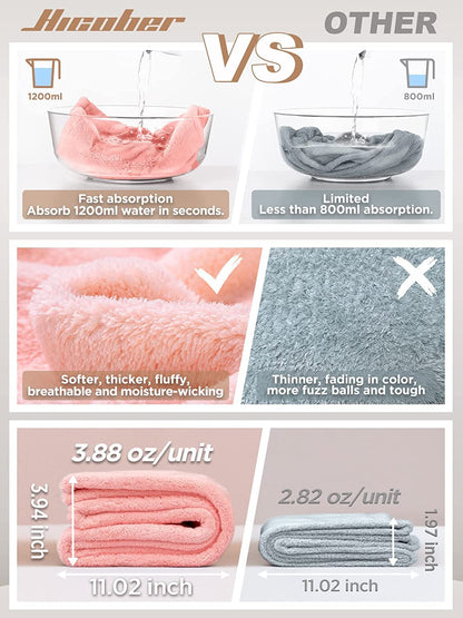 Hicober Microfiber Hair Towel, 3 Packs Hair Turbans for Wet Hair