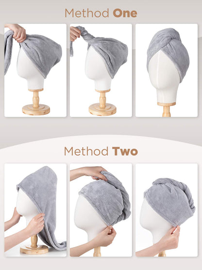 Hicober Microfiber Hair Towel, 3 Packs Hair Turbans for Wet Hair