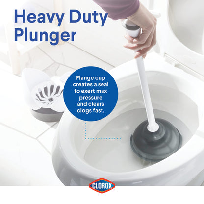 Clorox Toilet Plunger with Hideaway Storage Caddy, 6.5” x 6.5” x 19.5”, White/Gray