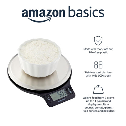 Amazon Basics Digital Kitchen Scale with LCD Display, Batteries Included