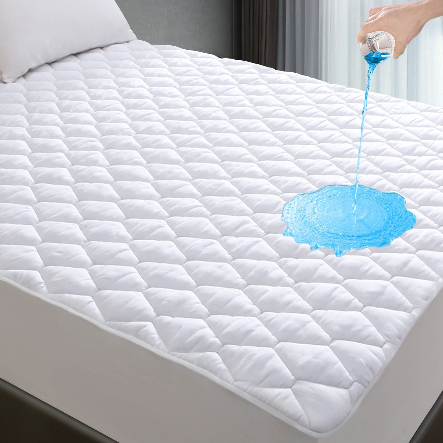 Lunsing King Mattress Protector, Waterproof Breathable Noiseless King Size Mattress Pad