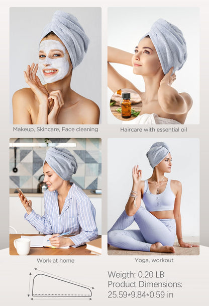 Hicober Microfiber Hair Towel, 3 Packs Hair Turbans for Wet Hair