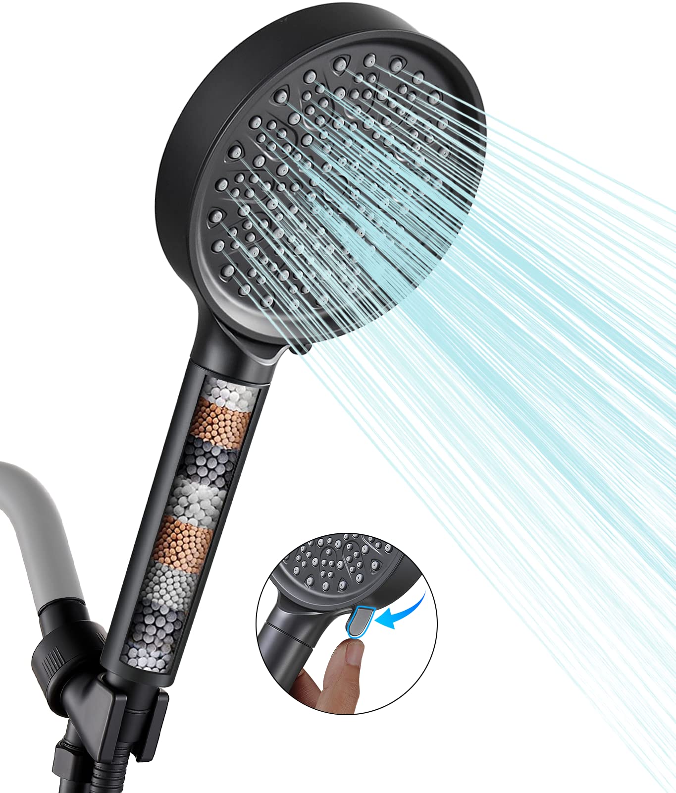 Cobbe Filtered Shower Head with Handheld, High Pressure 6 Spray Mode Showerhead with Filters