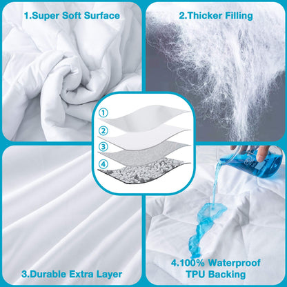 Lunsing King Mattress Protector, Waterproof Breathable Noiseless King Size Mattress Pad