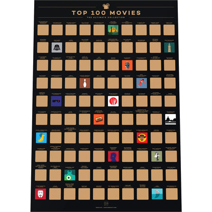 Enno Vatti Top 100 Movies Scratch Off Poster - Bucket List of Best Films