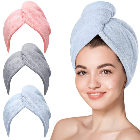 Hicober Microfiber Hair Towel, 3 Packs Hair Turbans for Wet Hair