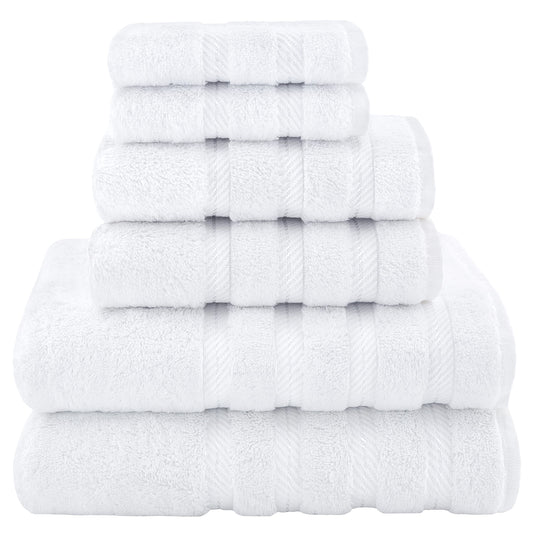 American Soft Linen Luxury 6 Piece Towel Set, 2 Bath Towels 2 Hand Towels 2 Washcloths