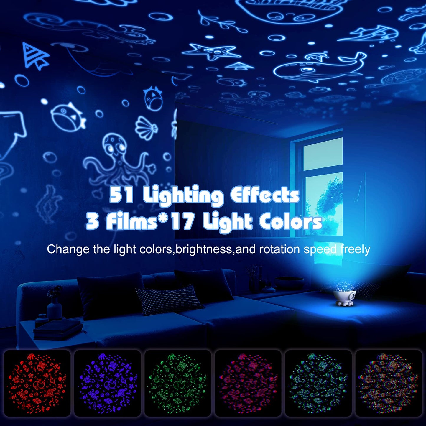 Night Light Projector,Night Light for Kids Room with Remote and Timer,360° Rotation