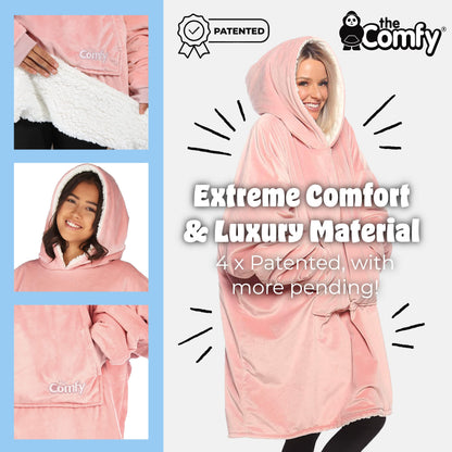 THE COMFY Original | Oversized Microfiber & Sherpa Wearable Blanket, Seen On Shark Tank, One Size Fits All (Blush)